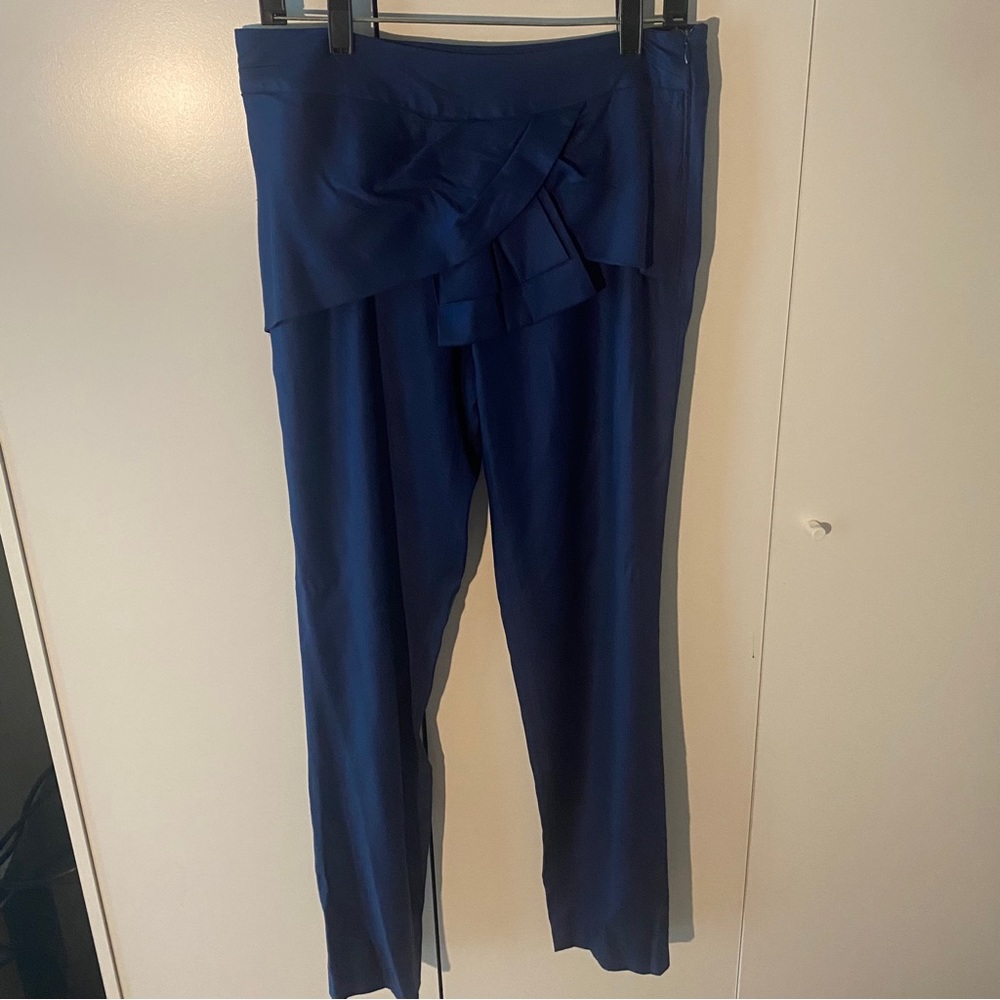 Miguel Palacio for Hoss Intropia ruffle front navy trousers, Sz 40 (EU)/ 8 (US)